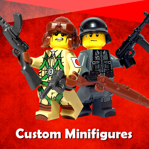 BrickWarriors Minifigure Guns, Weapons, Helmets, Armor, and Accessories