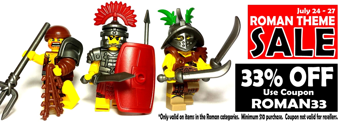 only 12 hours left to get 33% off all custom lego roman accessories
