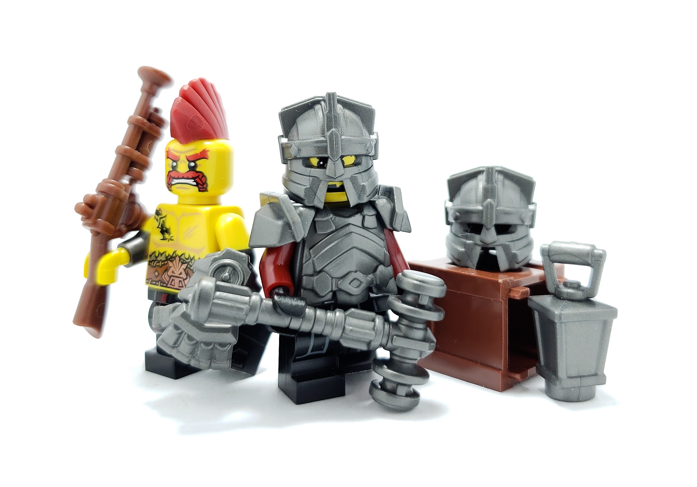 lego dwarf armor, helmet, and hammer