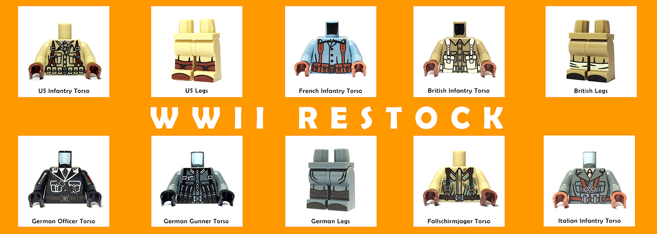 Custom WW2 Lego Minifigure torsos and legs
